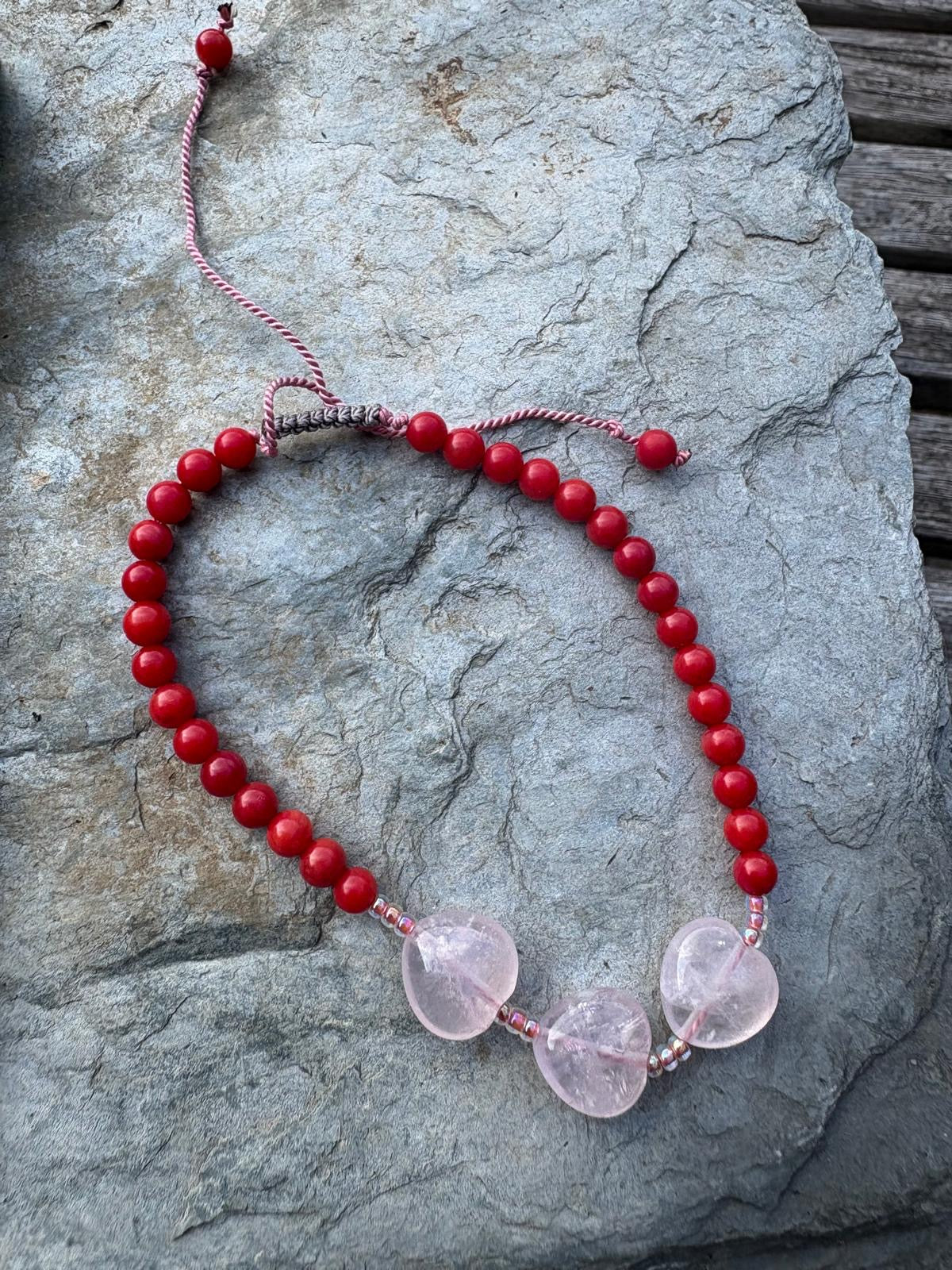 Red Coral & Rose Courts Bracelet